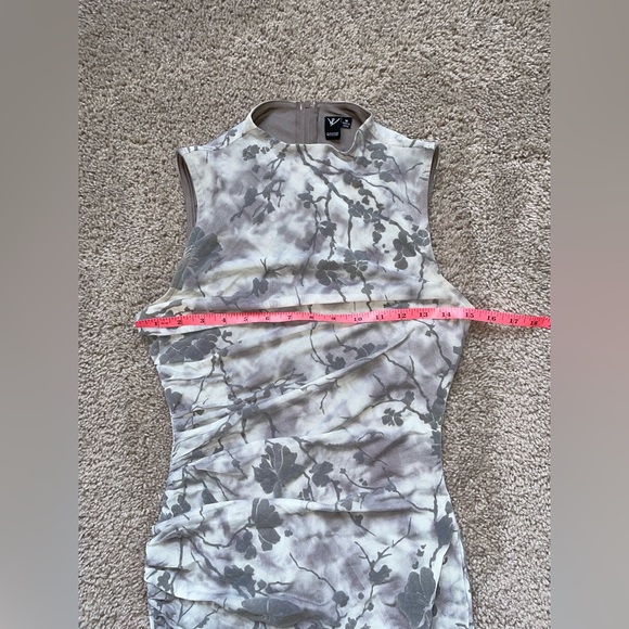 Windsor flocked mesh mock neck midi dress medium gray & white - Picture 5 of 7